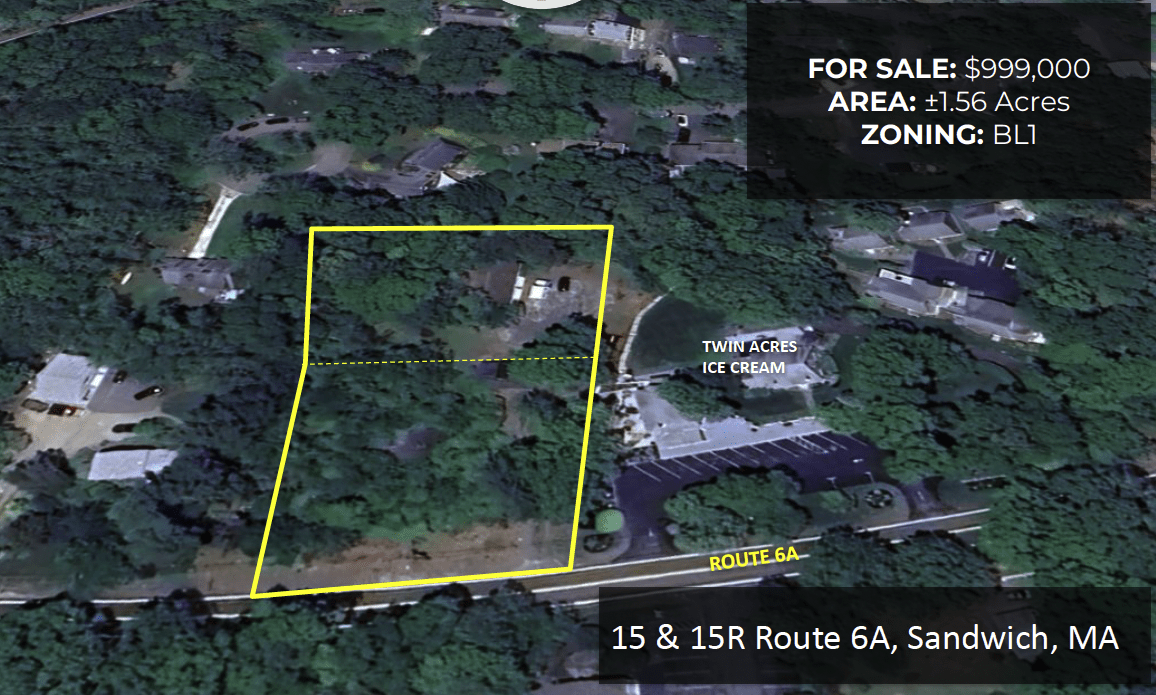 1.56+/- Acres Highly Visible Commercial Land For Sale, King’s Hwy, Sandwich, Cape Cod